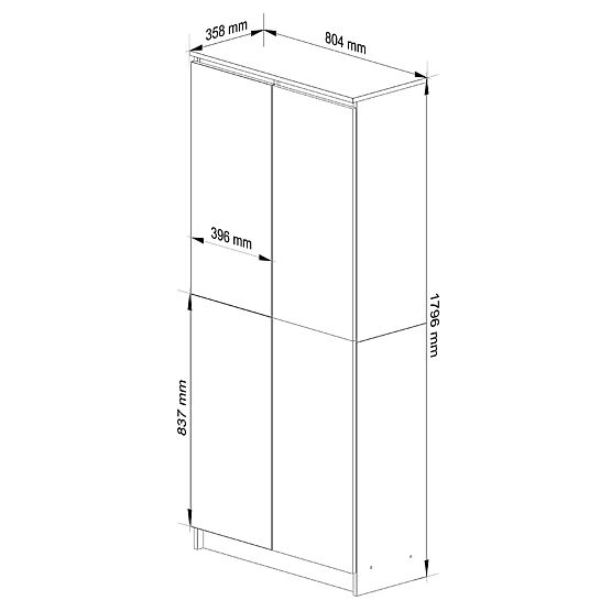 UZAVŘENÝ REGÁL R80 2D 8P CLP DUB SONOMA / BÍLÁ