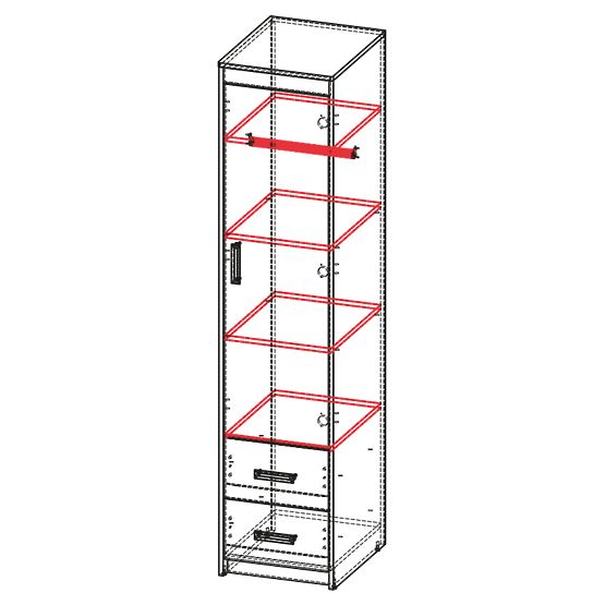 Úzká šatní skříň UNI 2