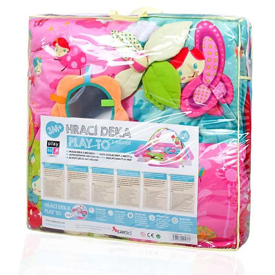 Velká luxusní hrací deka s melodií PlayTo zvířátka Růžová