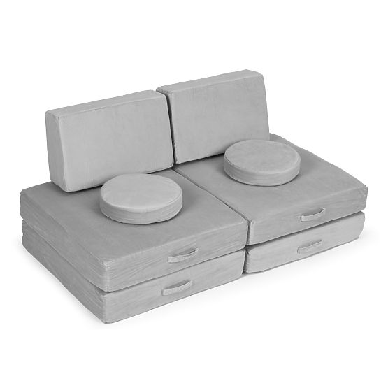 Velká modulární skládací pohovka pro děti DIY 8 měkkých polštářů - šedá ECOTOYS