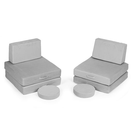 Velká modulární skládací pohovka pro děti DIY 8 měkkých polštářů - šedá ECOTOYS