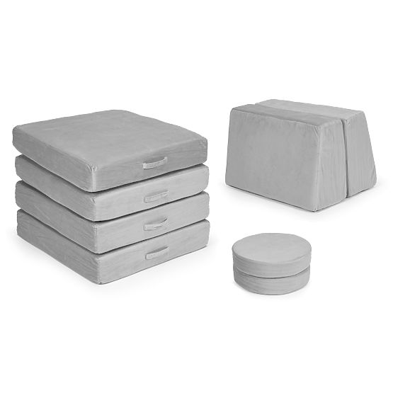 Velká modulární skládací pohovka pro děti DIY 8 měkkých polštářů - šedá ECOTOYS