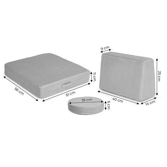 Velká modulární skládací pohovka pro děti DIY 8 měkkých polštářů - šedá ECOTOYS