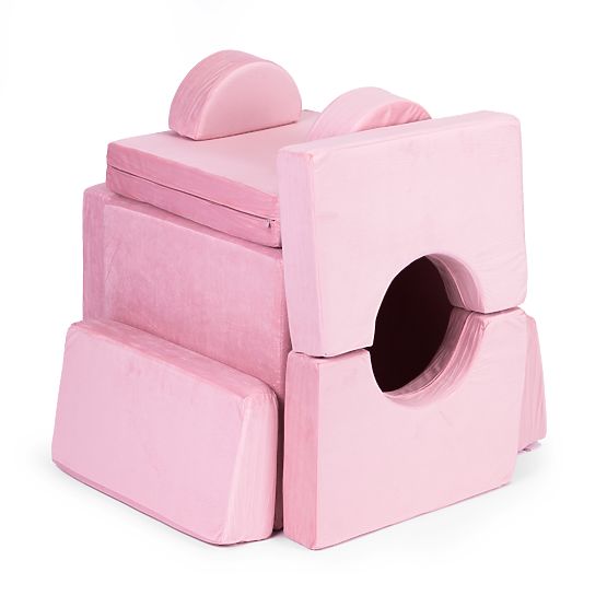 Velká modulární skládací pohovka pro děti pro 2 osoby DIY 10 měkkých polštářů - růžová ECOTOYS
