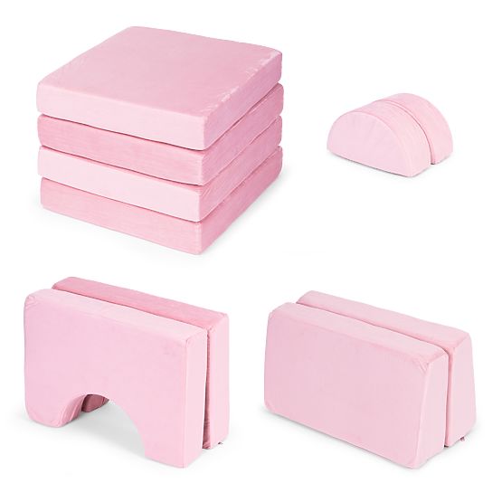 Velká modulární skládací pohovka pro děti pro 2 osoby DIY 10 měkkých polštářů - růžová ECOTOYS