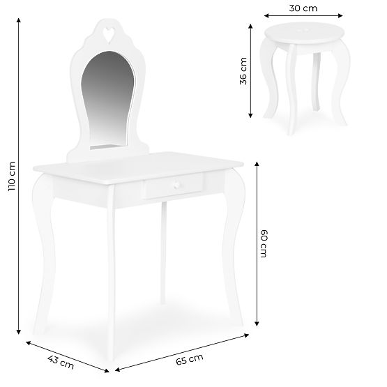 Velký dětský toaletní stolek se zrcadlem pro dívky ECOTOYS