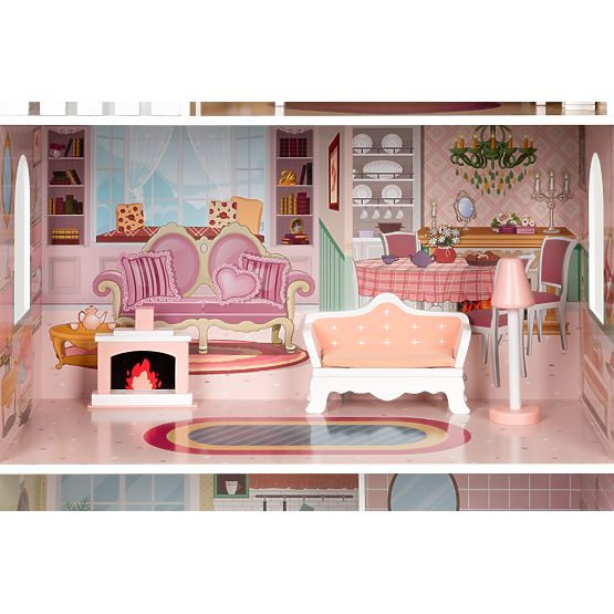 Velký domeček pro panenky se sadou nábytku ECOTOYS