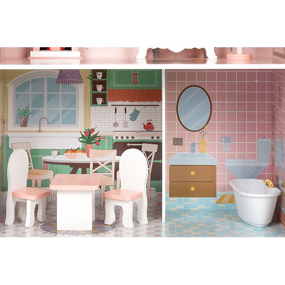 Velký domeček pro panenky se sadou nábytku ECOTOYS