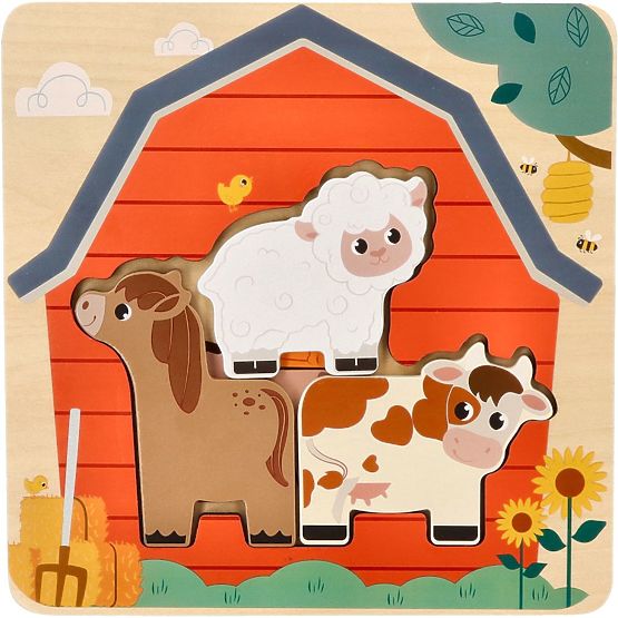 Vícevrstvé puzzle zvířátka na farmě