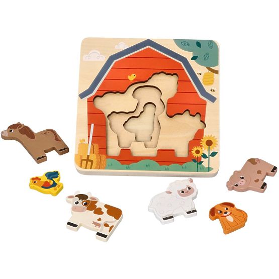 Vícevrstvé puzzle zvířátka na farmě