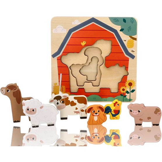 Vícevrstvé puzzle zvířátka na farmě