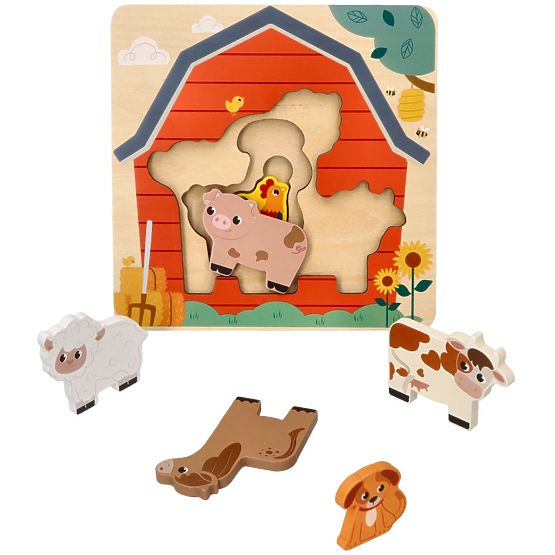 Vícevrstvé puzzle zvířátka na farmě
