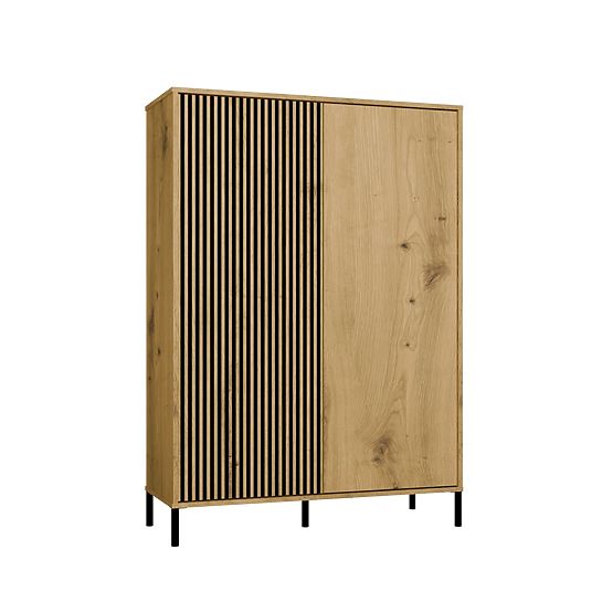 Vitrína KAMARO 2DD SLIM/HLADKÝ DUB ARTISAN Lamelový Přední Rýhovaný + Klasický