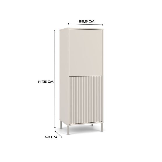 Vitrína KAMARO 2DK SLIM/HLADKÝ KAŠMÍR Lamelový Rýhovaný + Klasický Čelní Panel