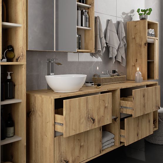 ZÁVĚSNÁ KOUPELNOVÁ SKŘÍŇKA VAMI W35 1D 1W DUB ARTISAN / KAŠMÍR