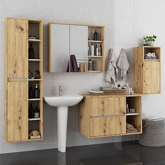 ZÁVĚSNÁ KOUPELNOVÁ SKŘÍŇKA VAMI W35 1D 1W DUB ARTISAN / KAŠMÍR