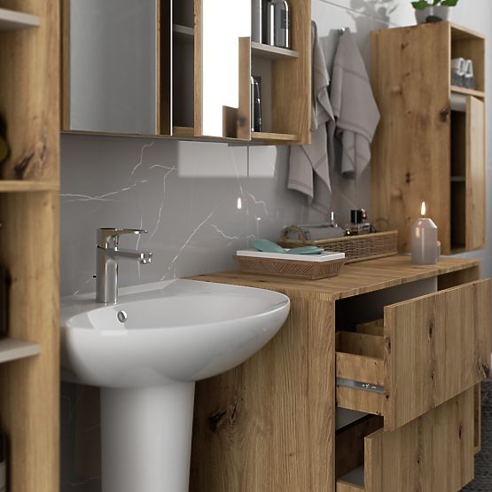 ZÁVĚSNÁ KOUPELNOVÁ SKŘÍŇKA VAMI W35 1D 1W DUB ARTISAN / KAŠMÍR