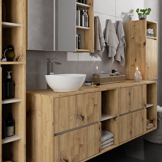 ZÁVĚSNÁ KOUPELNOVÁ SKŘÍŇKA VAMI W35 1D 1W DUB ARTISAN / KAŠMÍR