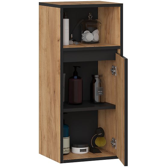 ZÁVĚSNÁ KOUPELNOVÁ SKŘÍŇKA VAMI W35 1D 1W DUB CRAFT / ČERNÁ