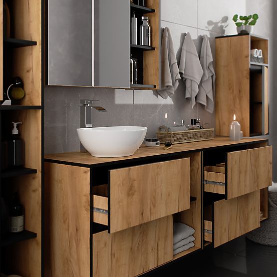 ZÁVĚSNÁ KOUPELNOVÁ SKŘÍŇKA VAMI W35 1D 1W DUB CRAFT / ČERNÁ