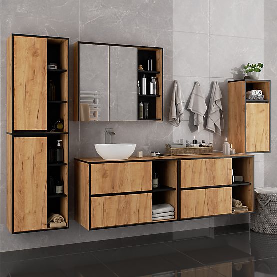 ZÁVĚSNÁ KOUPELNOVÁ SKŘÍŇKA VAMI W35 1D 1W DUB CRAFT / ČERNÁ