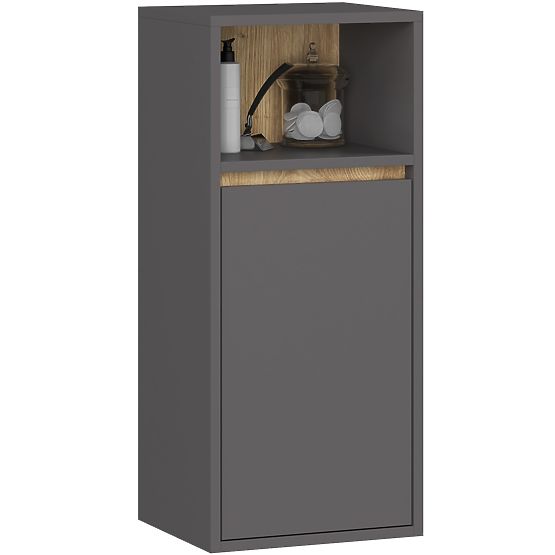 ZÁVĚSNÁ KOUPELNOVÁ SKŘÍŇKA VAMI W35 1D 1W GRAFIT ŠEDÁ / DUB ARTISAN