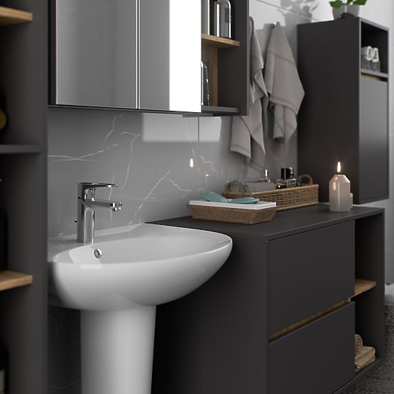 ZÁVĚSNÁ KOUPELNOVÁ SKŘÍŇKA VAMI W35 1D 1W GRAFIT ŠEDÁ / DUB ARTISAN