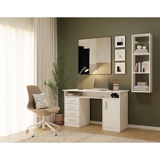 Závěsná police COBI 1X3 - Moderní nástěnná police 3 Komory Matná Bílá