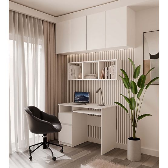 Závěsná police COBI 1X3 - Moderní nástěnná police 3 Komory Matná Bílá