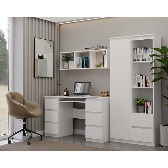 Závěsná police COBI 1X3 - Moderní nástěnná police 3 Komory Matná Bílá