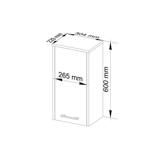 ZÁVĚSNÁ SKŘÍŇKA KOUPELNA FIN W30 1D BÍLÁ / ŠEDÁ