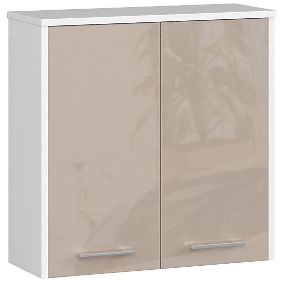 Závěsná skříňka W 60 cm FIN 2D - bílá-cappuccino lesk