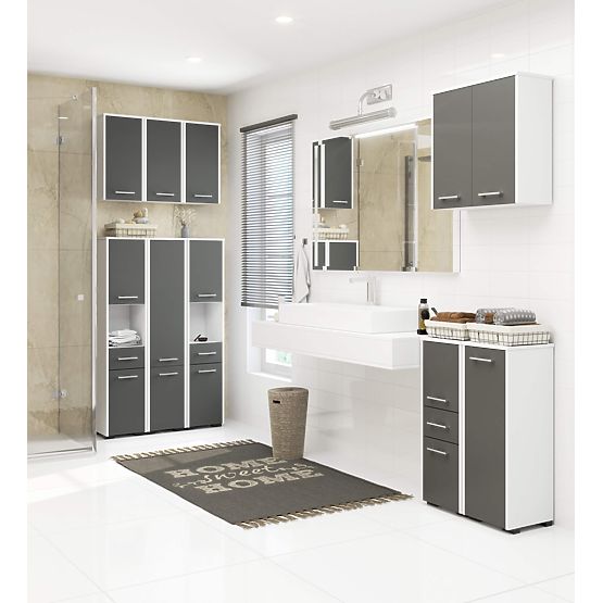 Závěsná skříňka W 60 cm FIN 2D - bílá-grafit šedá