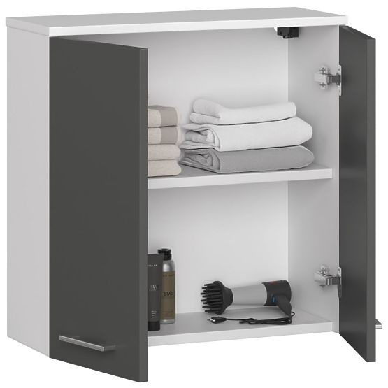 Závěsná skříňka W 60 cm FIN 2D - bílá-grafit šedá