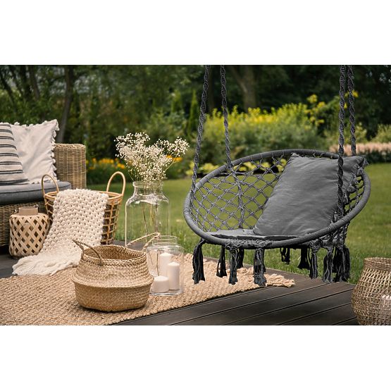 Závěsné houpací křeslo - šedé