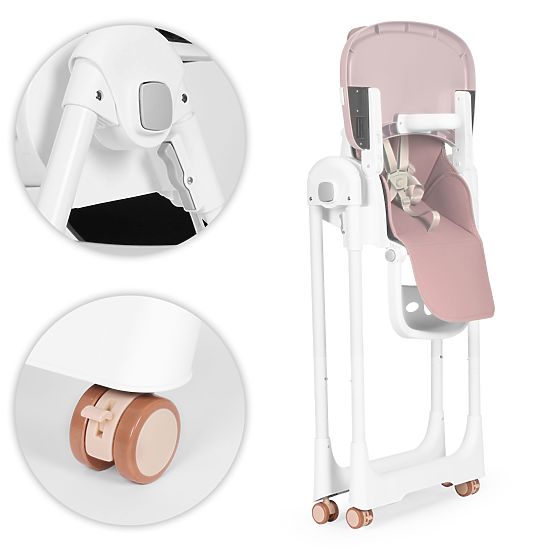 Židlička na krmení, nastavitelná výška, eko kůže, pásy, dvojitý tác ECOTOYS