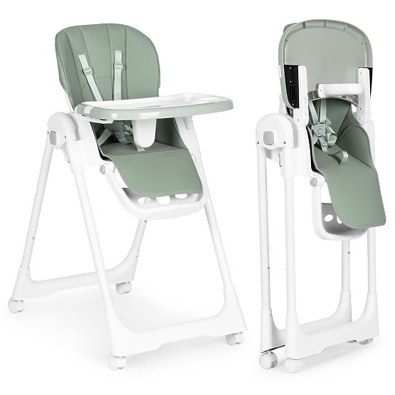 Židlička na krmení s nastavitelnou výškou, ekokůže, pásy, dvojitý tác ECOTOYS