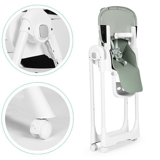Židlička na krmení s nastavitelnou výškou, ekokůže, pásy, dvojitý tác ECOTOYS