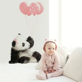 Dekorace na zeď DEKORNIK - panda s růžovými balonky, Dekornik