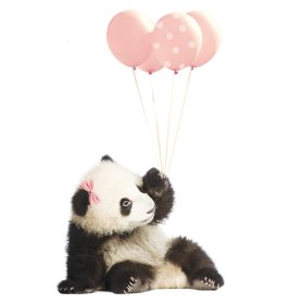 Dekorace na zeď DEKORNIK - panda s růžovými balonky, Dekornik