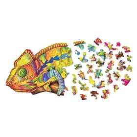 Barevné dřevěné puzzle - chameleon