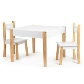 Dětský dřevěný stůl s židlemi Natural