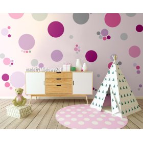 Dekorace na zeď - růžové kolečka a puntíky, Mint Kitten