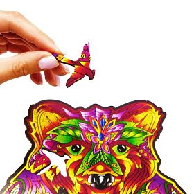 Barevné dřevěné puzzle - medvěd