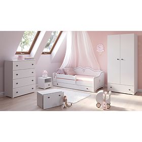 Bazar - Noční stolek Emi bílý, šedá úchytka
