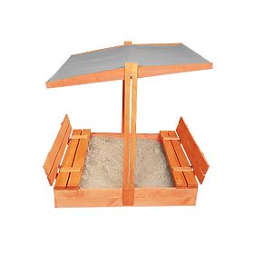 Bazar - Uzavíratelné pískoviště s lavičkami a stříškou 120 x 120 - šedá