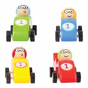 Bigjigs Toys Barevné dřevěné závodní auto 1 ks, Bigjigs Toys