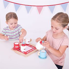 Bigjigs Toys Čajový servis s puntíky, Bigjigs Toys