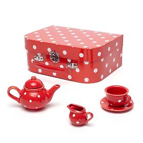 Bigjigs Toys Červený puntíkovaný čajový set, Bigjigs Toys