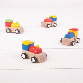 Bigjigs Toys Dřevěná barevná mašinka na natahování 1ks, Bigjigs Toys